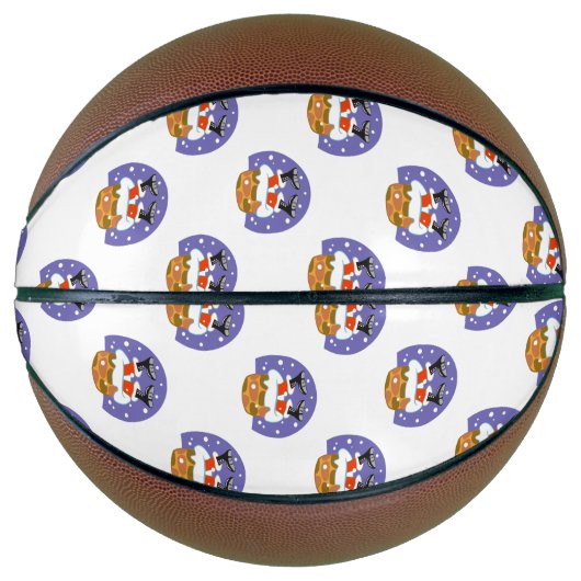 Sinterklaas in schoorsteen, sneeuw, Kerstmis, Nieu Basketbal (Voorkant)