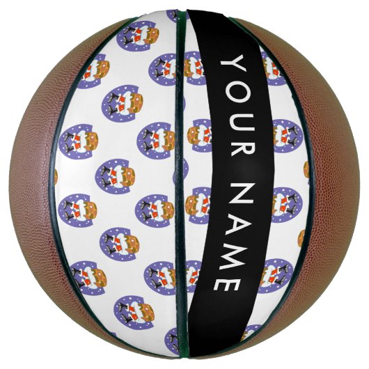 Sinterklaas in schoorsteen, sneeuw, Kerstmis, Nieu Basketbal (Verticaal)