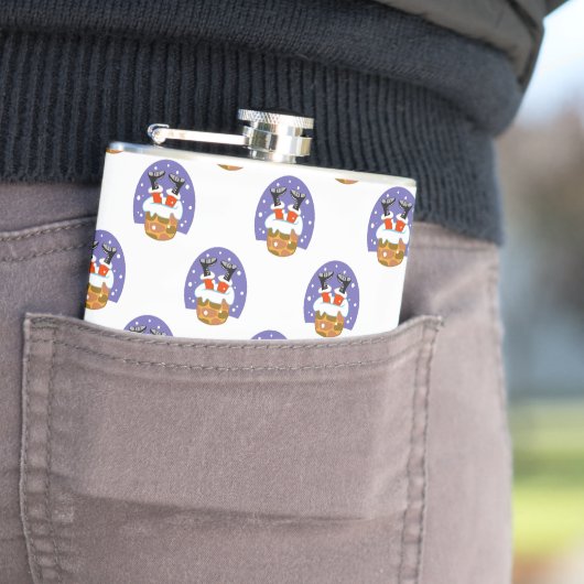 Sinterklaas in schoorsteen, sneeuw, Kerstmis, Nieu Heupfles (Voorbeeld)