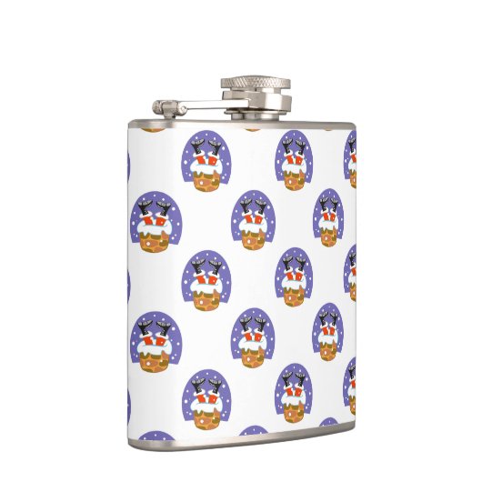 Sinterklaas in schoorsteen, sneeuw, Kerstmis, Nieu Heupfles (Rechts)