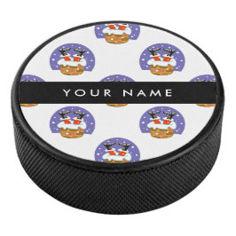 Sinterklaas in schoorsteen, sneeuw, Kerstmis, Nieu Hockey Puck