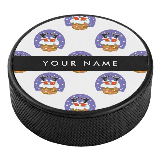 Sinterklaas in schoorsteen, sneeuw, Kerstmis, Nieu Hockey Puck (3/4)