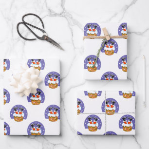 Sinterklaas in schoorsteen, sneeuw, Kerstmis, Nieu Inpakpapier Vel