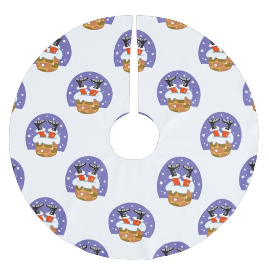 Sinterklaas in schoorsteen, sneeuw, Kerstmis, Nieu Kerstboom Rok (Voorkant)