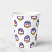 Sinterklaas in schoorsteen, sneeuw, Kerstmis, Nieu Papieren Bekers (Achterkant)