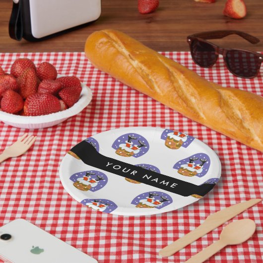 Sinterklaas in schoorsteen, sneeuw, Kerstmis, Nieu Papieren Bordje (Picknick)