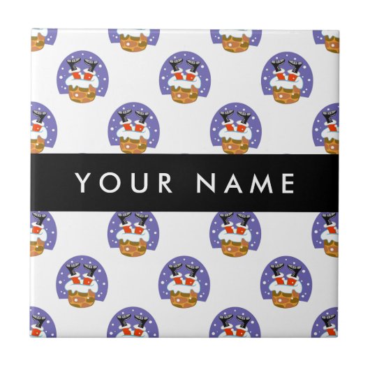 Sinterklaas in schoorsteen, sneeuw, Kerstmis, Nieu Tegeltje (Voorkant)