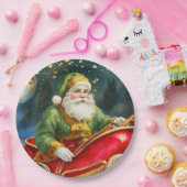  Sinterklaas in Sleigh, Golden Moon, Sterren Papieren Bordje (Feest)