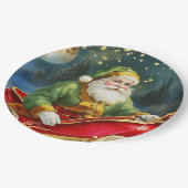  Sinterklaas in Sleigh, Golden Moon, Sterren Papieren Bordje (Gekanteld)