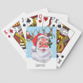 Sinterklaas in Sneeuw Kous Stuffer Naam toevoegen Pokerkaarten (Achterkant)