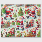 Sinterklaas in speelse en grillige poses cadeaupapier (Vlak)