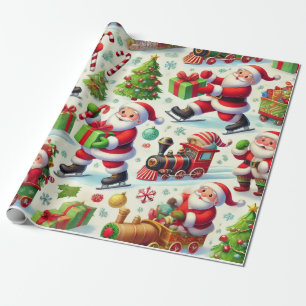 Sinterklaas in speelse en grillige poses cadeaupapier