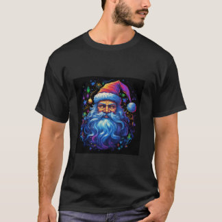 Sinterklaas in tinten met een blauwe baard sterren t-shirt