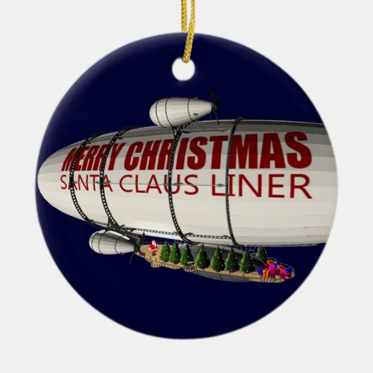 Sinterklaas in Zeppelin Keramisch Ornament (Voorkant)