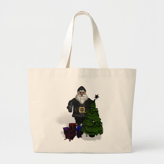 Sinterklaas in zwart leder grote tote bag (Voorkant)
