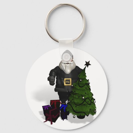Sinterklaas in zwart leder sleutelhanger (Voorkant)