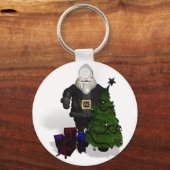 Sinterklaas in zwart leder sleutelhanger (Voorkant)
