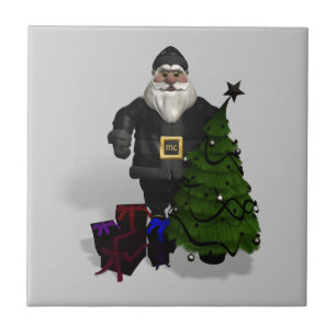 Sinterklaas in zwart leder tegeltje