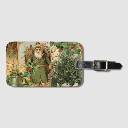 Sinterklaas Kerst Antiek Mooie Kunst Bagagelabel (Voorkant (horizontaal))