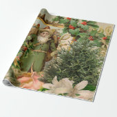 Sinterklaas Kerst Antiek Mooie Kunst Cadeaupapier (Uitgerold)