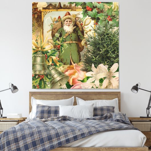 Sinterklaas Kerst Antiek Mooie Kunst Canvas Afdruk (Insitu (Slaapkamer))