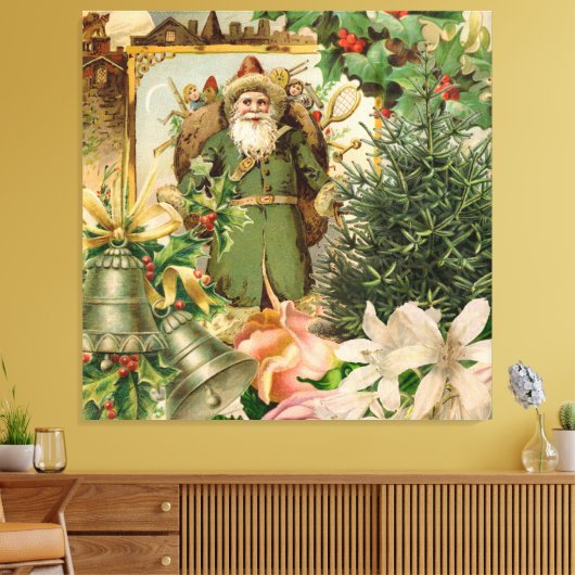 Sinterklaas Kerst Antiek Mooie Kunst Canvas Afdruk (Insitu (Woonkamer))