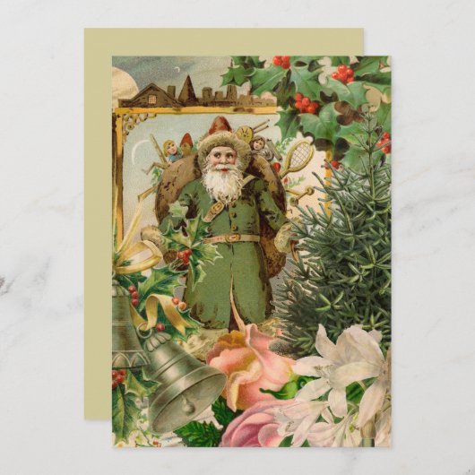 Sinterklaas Kerst Antiek Mooie Kunst Feestdagenkaart (Voorkant / Achterkant)