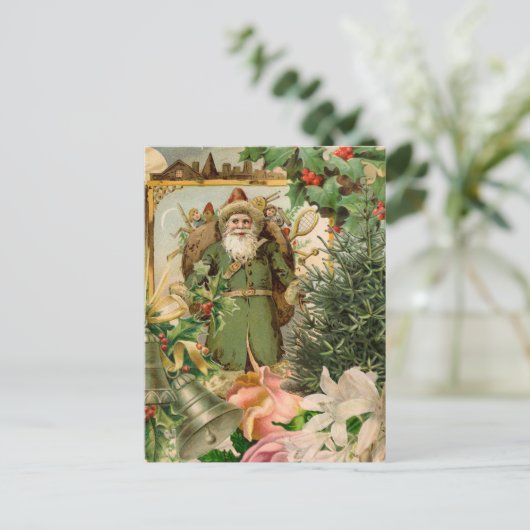 Sinterklaas Kerst Antiek Mooie Kunst Feestdagenkaart (Staand voorkant)