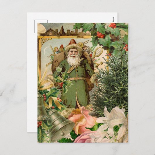 Sinterklaas Kerst Antiek Mooie Kunst Feestdagenkaart (Voorkant / Achterkant)
