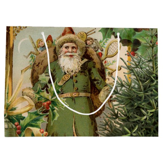 Sinterklaas Kerst Antiek Mooie Kunst Groot Cadeauzakje (Achterkant)