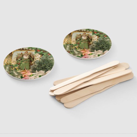 Sinterklaas Kerst Antiek Mooie Kunst Handwaaier (Niet-gemonteerd)