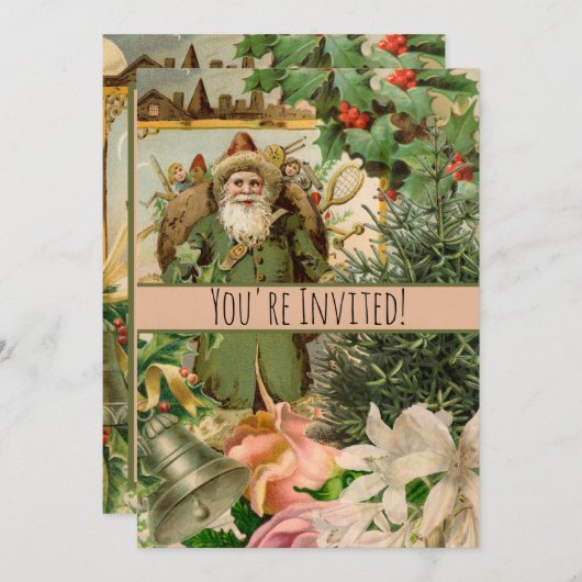 Sinterklaas Kerst Antiek Mooie Kunst Kaart (Voorkant / Achterkant)