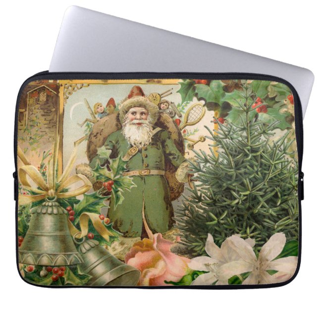 Sinterklaas Kerst Antiek Mooie Kunst Laptop Sleeve (Voorkant)