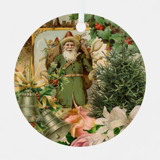 Sinterklaas Kerst Antiek Mooie Kunst Metalen Ornament (Voorkant)