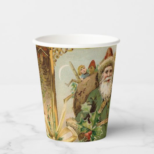 Sinterklaas Kerst Antiek Mooie Kunst Papieren Bekers (Voorkant)