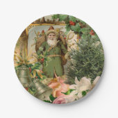 Sinterklaas Kerst Antiek Mooie Kunst Papieren Bordje (Voorkant)