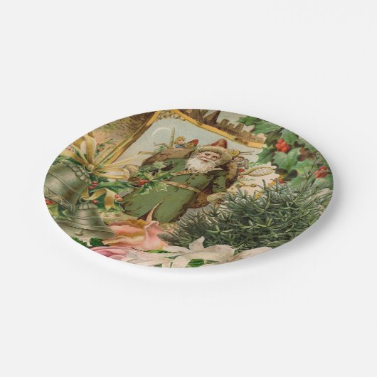 Sinterklaas Kerst Antiek Mooie Kunst Papieren Bordje (Gekanteld)