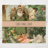 Sinterklaas Kerst Antiek Mooie Kunst Sparkling Wijnetiket (Enkel label)