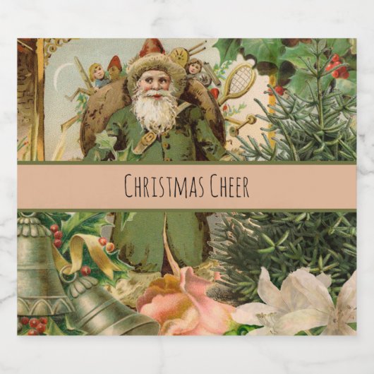 Sinterklaas Kerst Antiek Mooie Kunst Sparkling Wijnetiket (Enkel label)