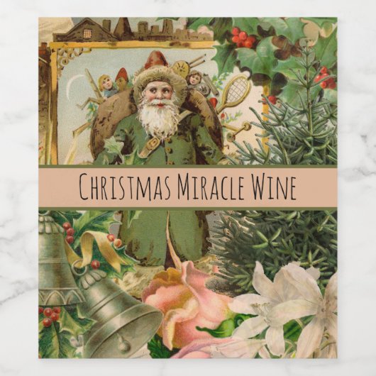 Sinterklaas Kerst Antiek Mooie Kunst Wijn Etiket (Enkel label)