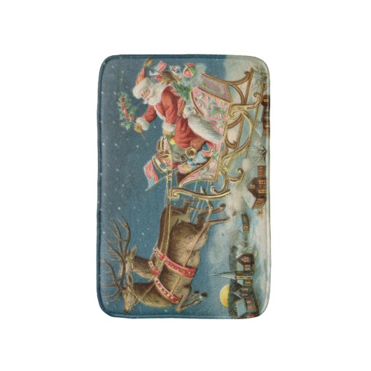 Sinterklaas Kerst Antiek Sleigh Rendier Badmat (Voorkant Verticaal)