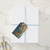 Sinterklaas Kerst Antiek Sleigh Rendier Cadeaulabel (Met Touw)