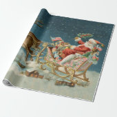 Sinterklaas Kerst Antiek Sleigh Rendier Cadeaupapier (Uitgerold)