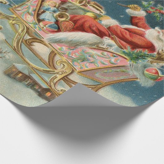 Sinterklaas Kerst Antiek Sleigh Rendier Cadeaupapier (Hoek)