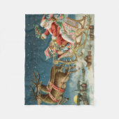 Sinterklaas Kerst Antiek Sleigh Rendier Fleece Deken (Voorkant)