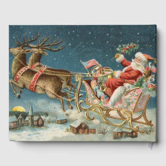 Sinterklaas Kerst Antiek Sleigh Rendier Gastenboek (Achterkant)