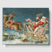 Sinterklaas Kerst Antiek Sleigh Rendier Gastenboek (Voorkant)