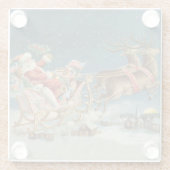 Sinterklaas Kerst Antiek Sleigh Rendier Glazen Onderzetter (Achterkant)