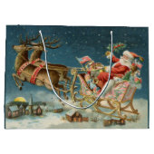 Sinterklaas Kerst Antiek Sleigh Rendier Groot Cadeauzakje (Achterkant)