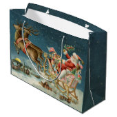 Sinterklaas Kerst Antiek Sleigh Rendier Groot Cadeauzakje (Achterkant Gekanteld)